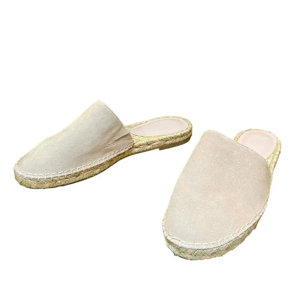 Gap Pink Espadrilles Shoes Mules Slip On Suede Blush Light Pink Flats Woven